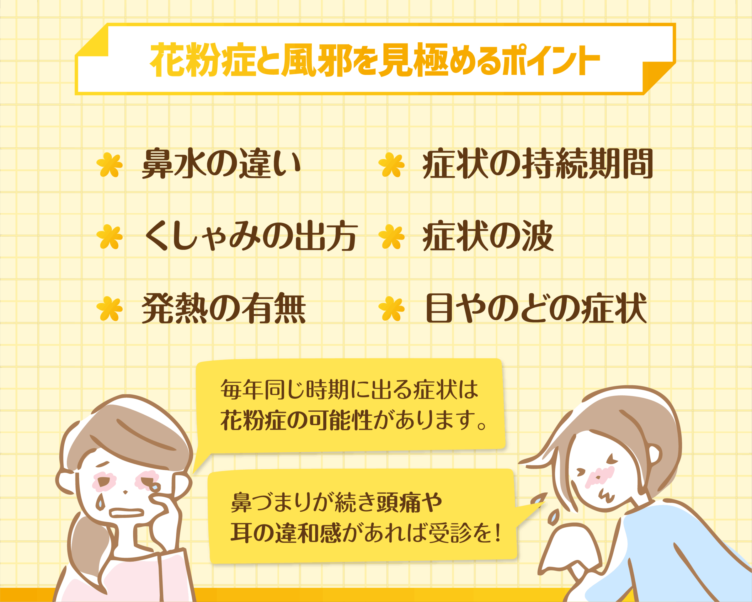 花粉症と風邪を見極めるポイント
