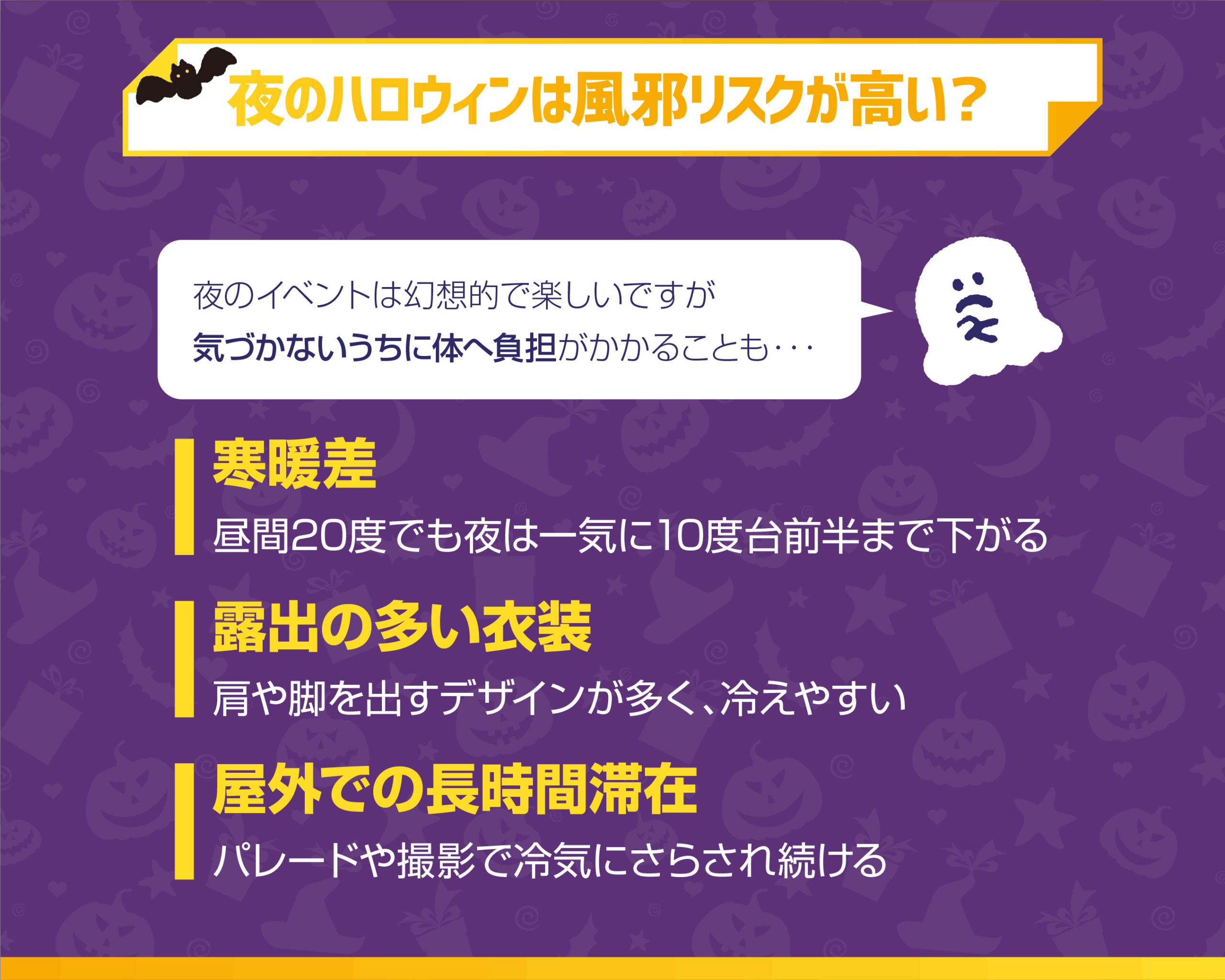 なぜ夜のハロウィンは風邪リスクが高い？痛感した現実