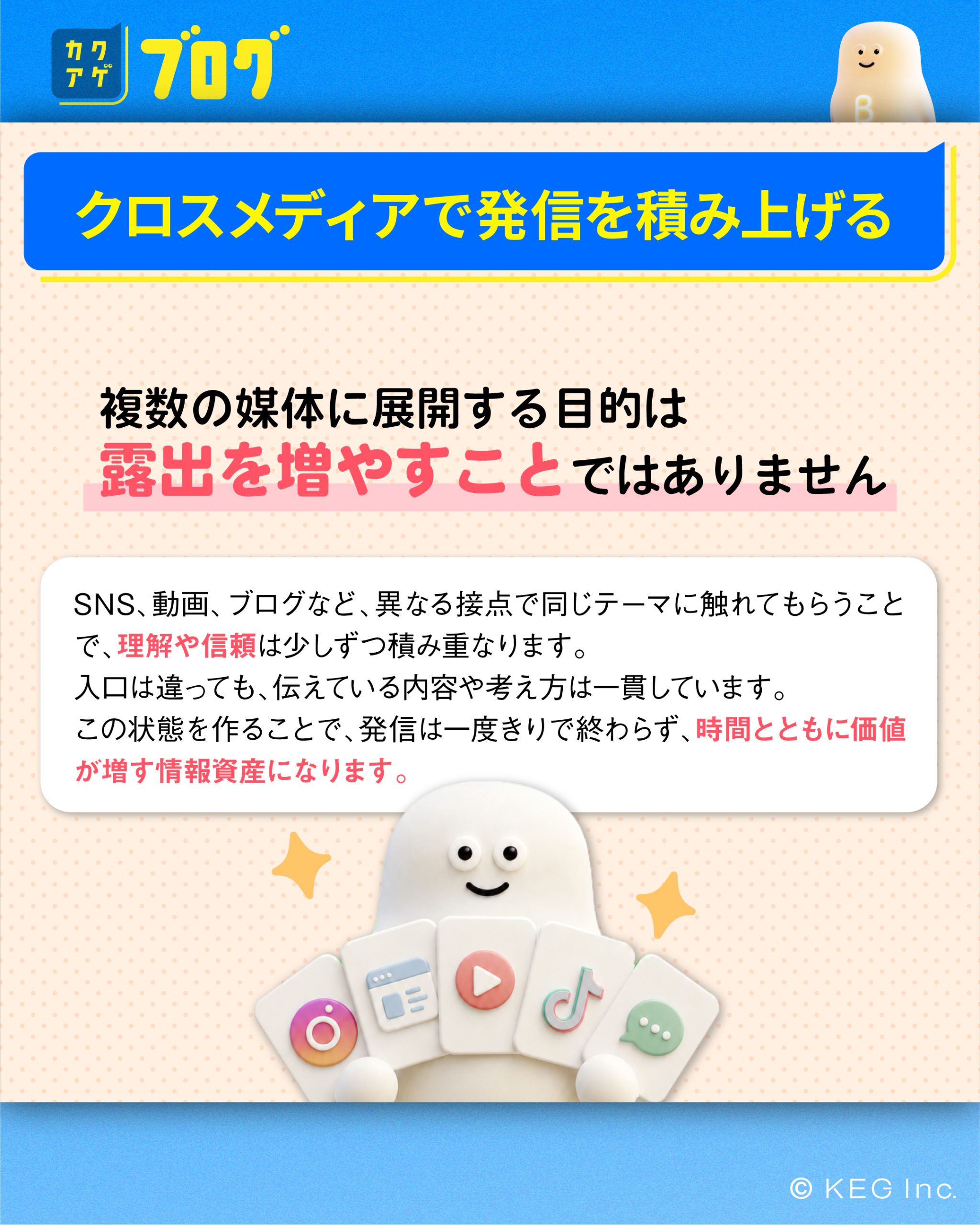 クロスメディアにすることで、発信は積み上がっていく